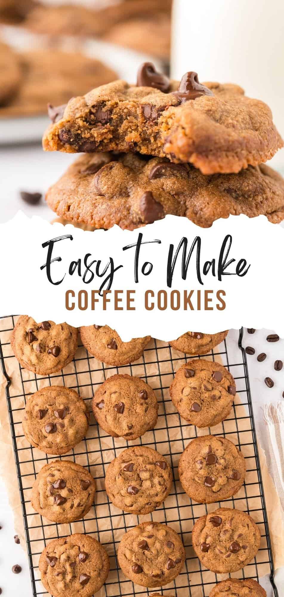 Coffee Cookies Pinterest graphic with text and photos.