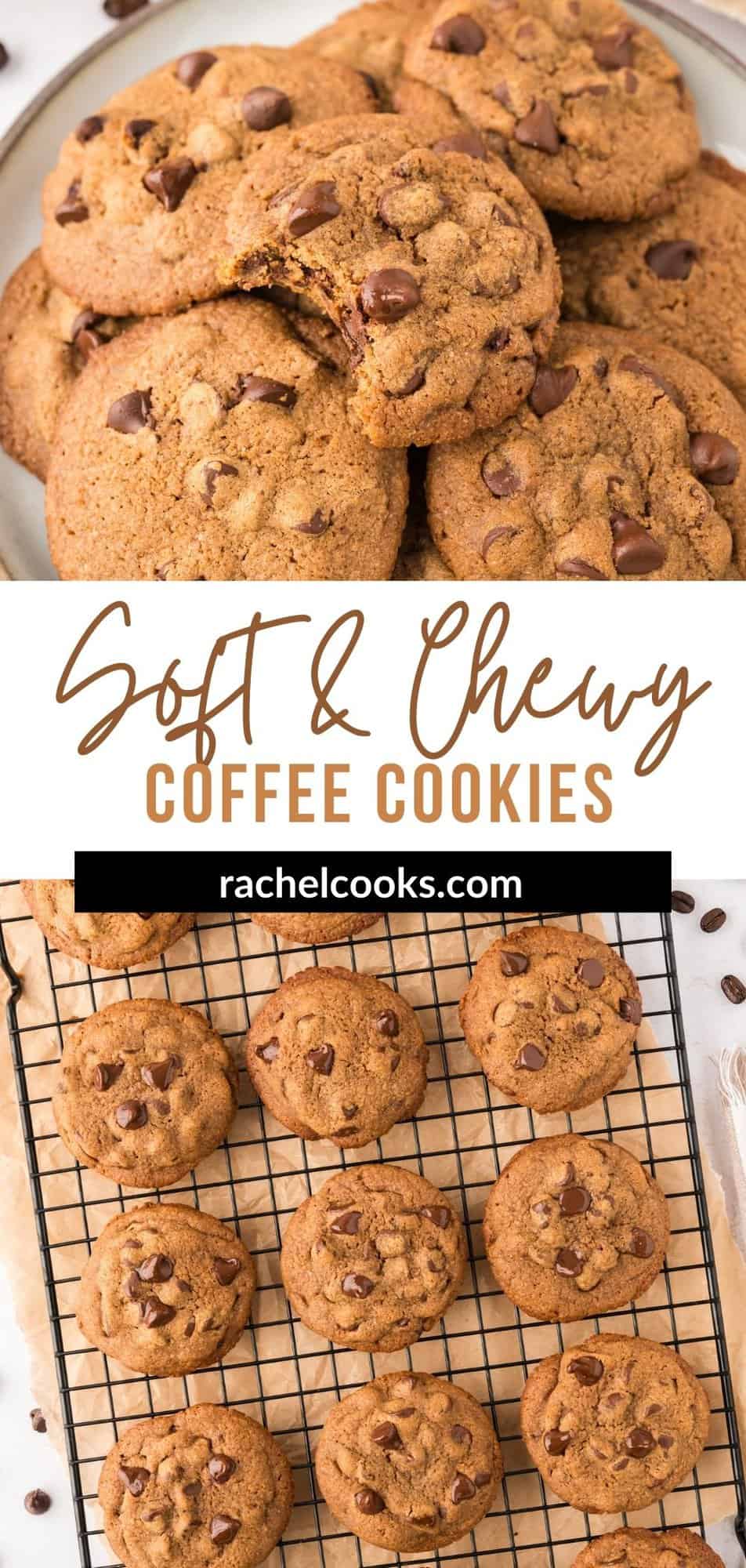Coffee Cookies Pinterest graphic with text and photos.