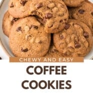 Coffee Cookies Pinterest graphic with text and photos.