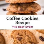 Coffee Cookies Pinterest graphic with text and photos.