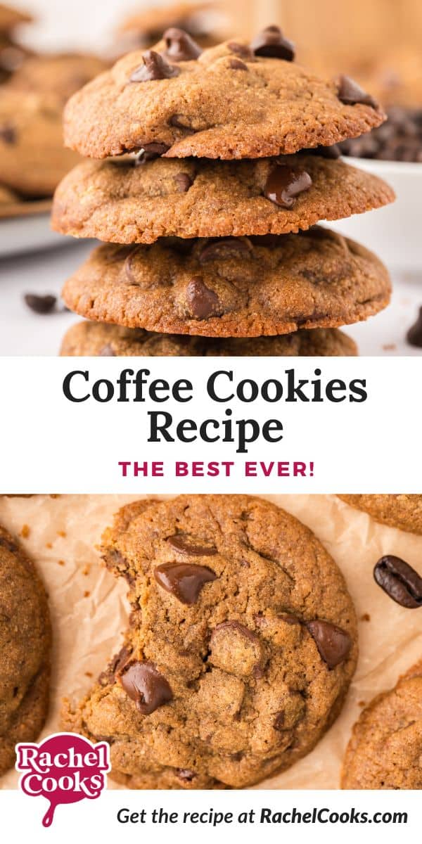 Coffee Cookies Pinterest graphic with text and photos.