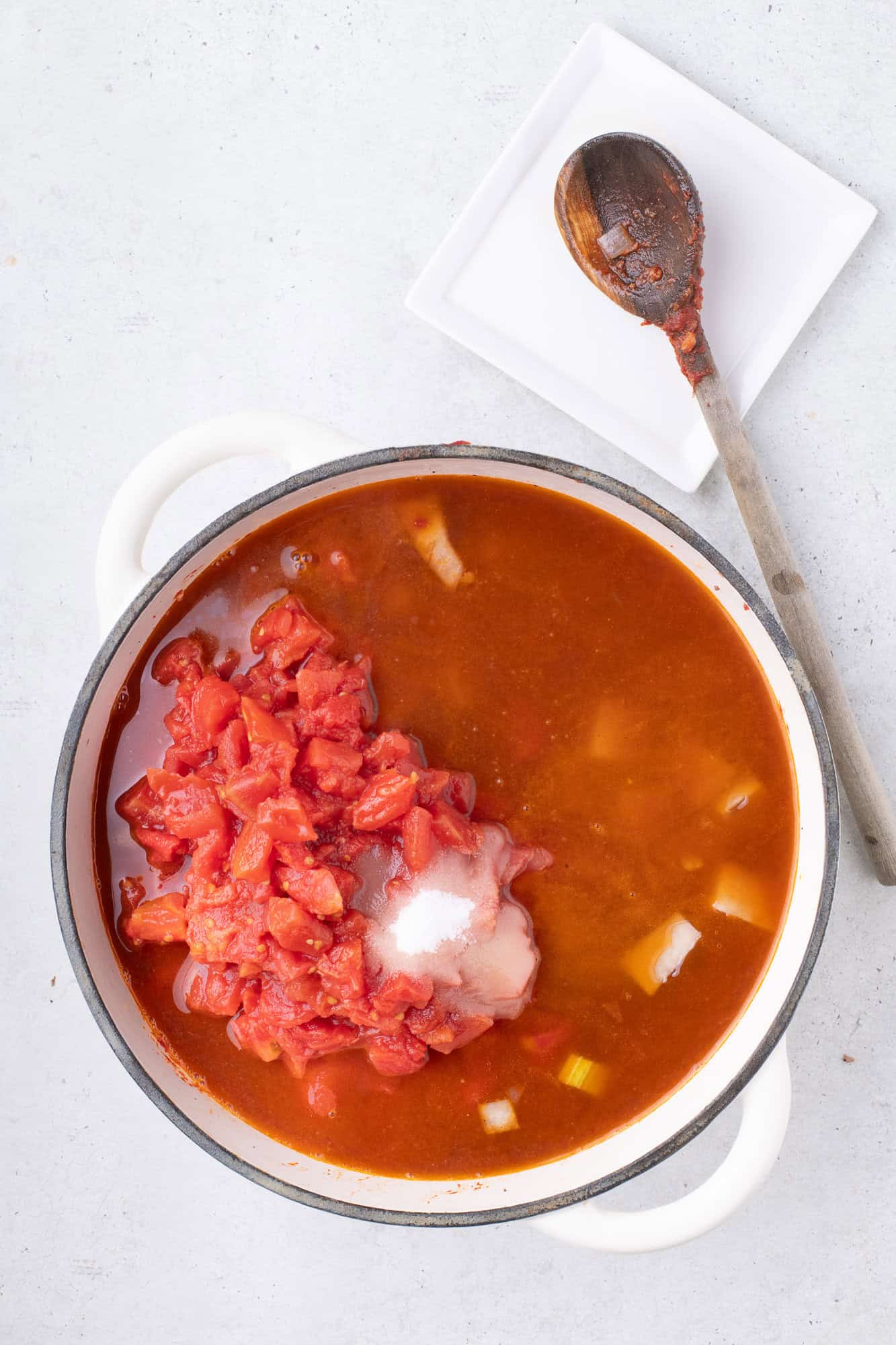 Additional ingredients added to soup.