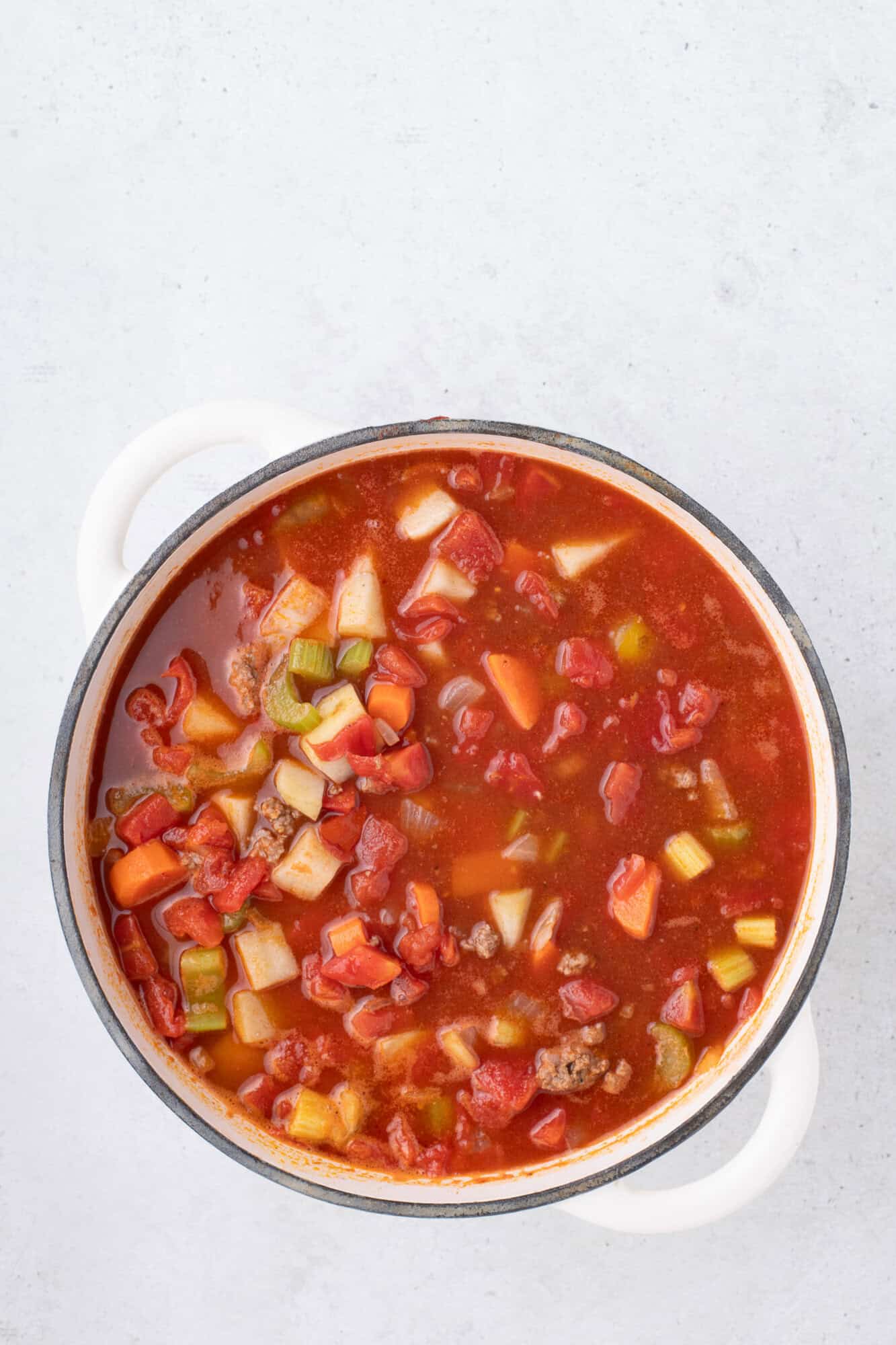 Soup, stirred together, not yet cooked.