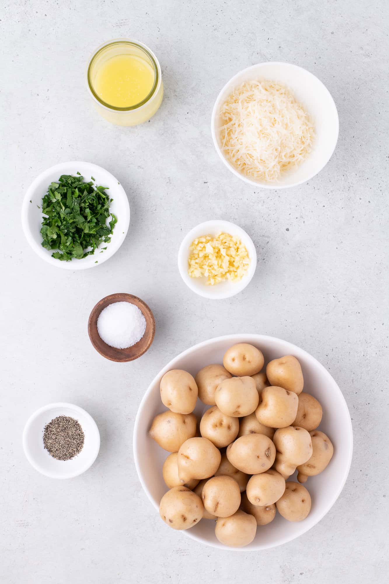 Overhead view of ingredients needed for recipe.