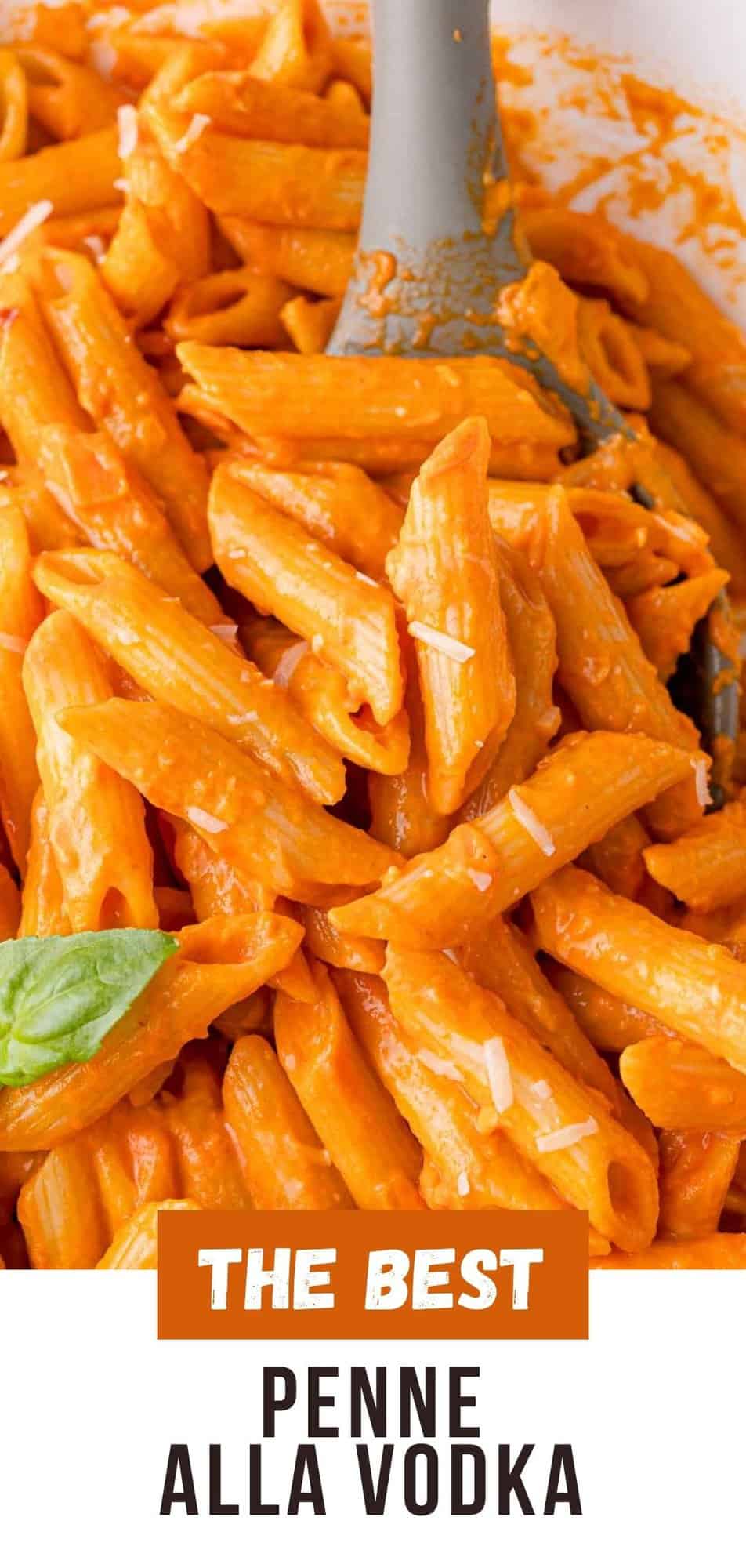 Vodka Pasta Pinterest graphic with text and photos.