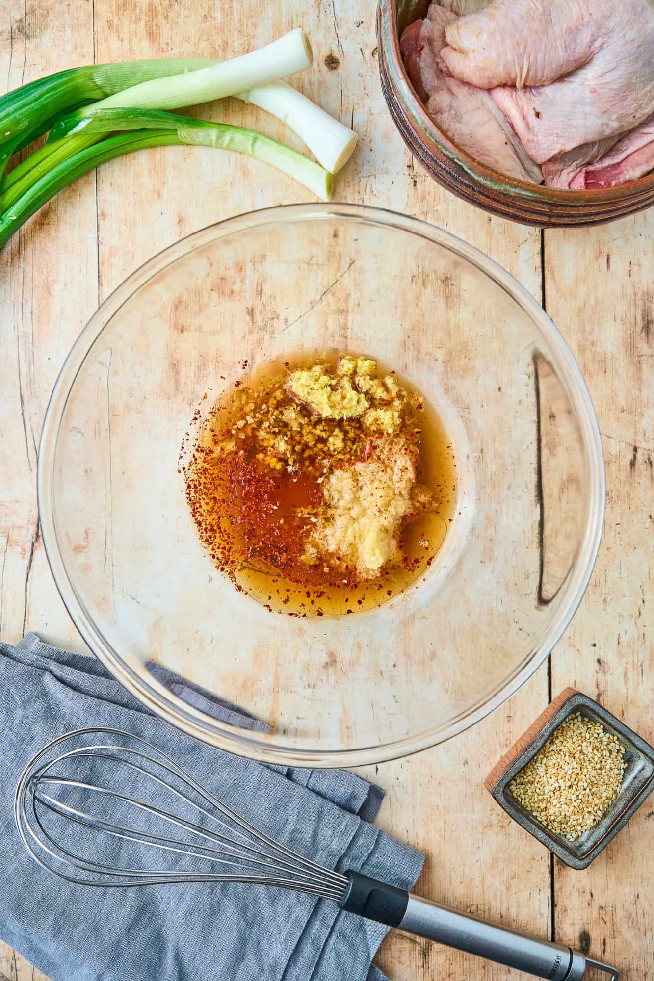 Marinade ingredients, not yet mixed.