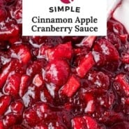 Cinnamon Apple Cranberry Sauce Pinterest graphic with text and photos.