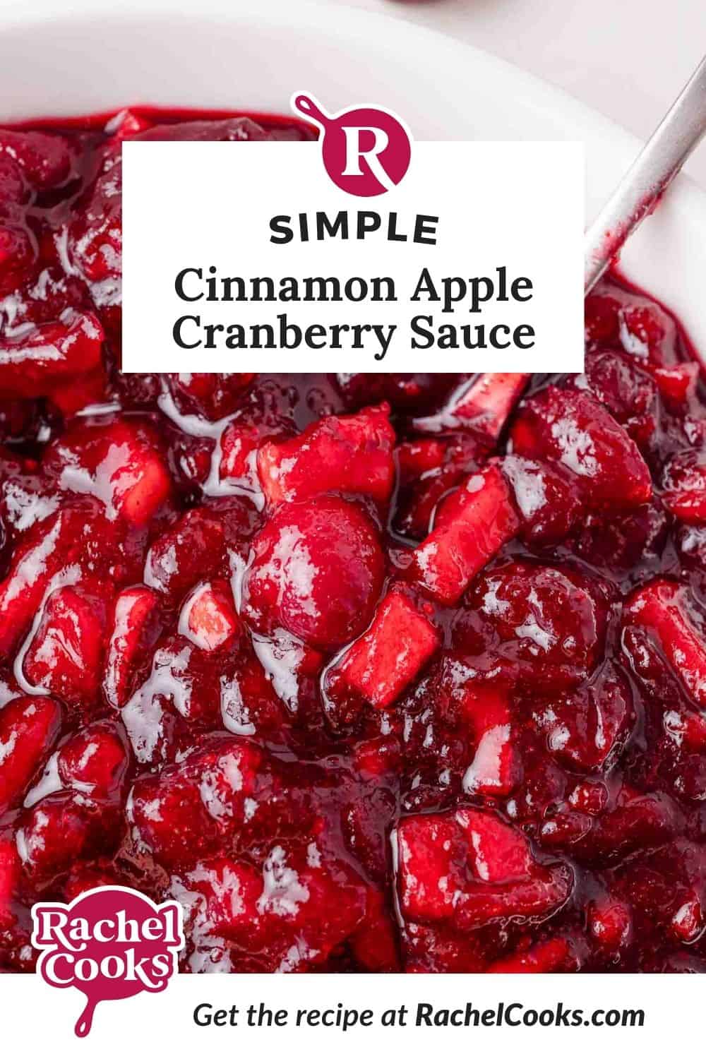 Cinnamon Apple Cranberry Sauce Pinterest graphic with text and photos.
