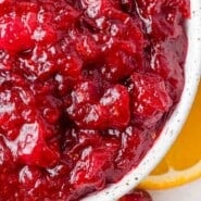 Cranberry Orange Sauce Pinterest graphic with text and photos.