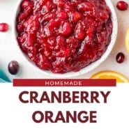 Cranberry Orange Sauce Pinterest graphic with text and photos.