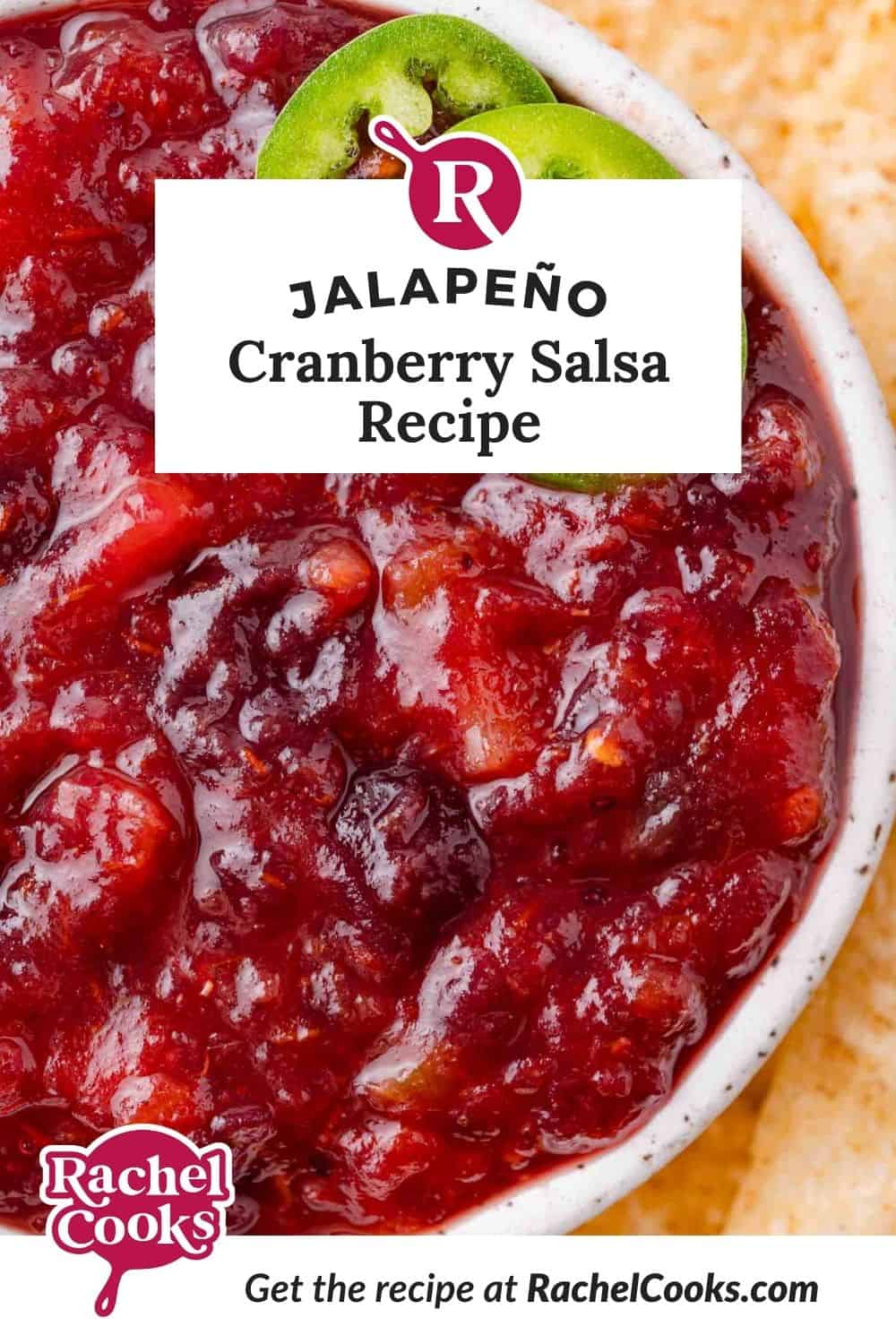 Cranberry Salsa Pinterest graphic with text and photos.