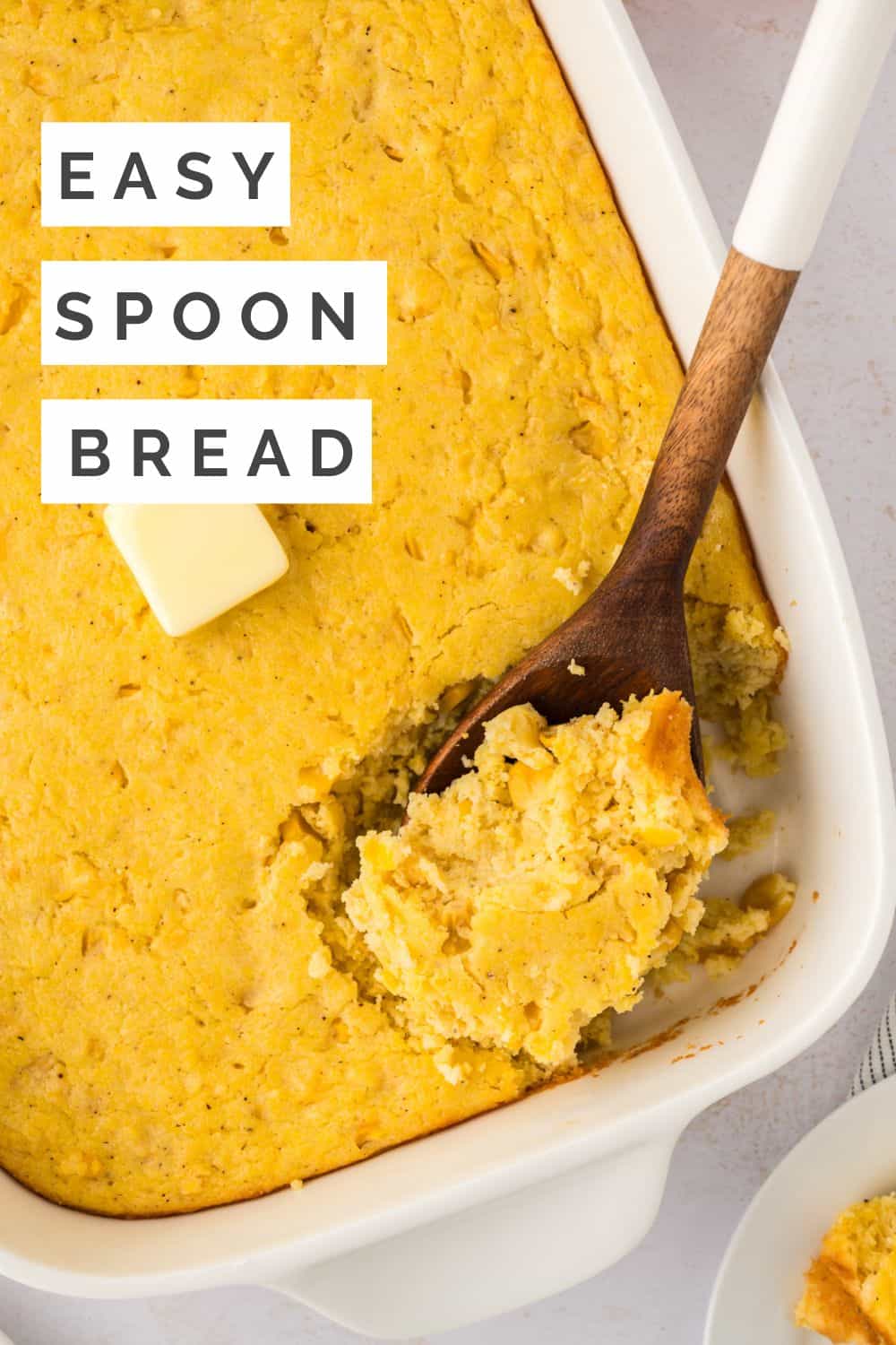 Spoon Bread Pinterest graphic with text and photos.