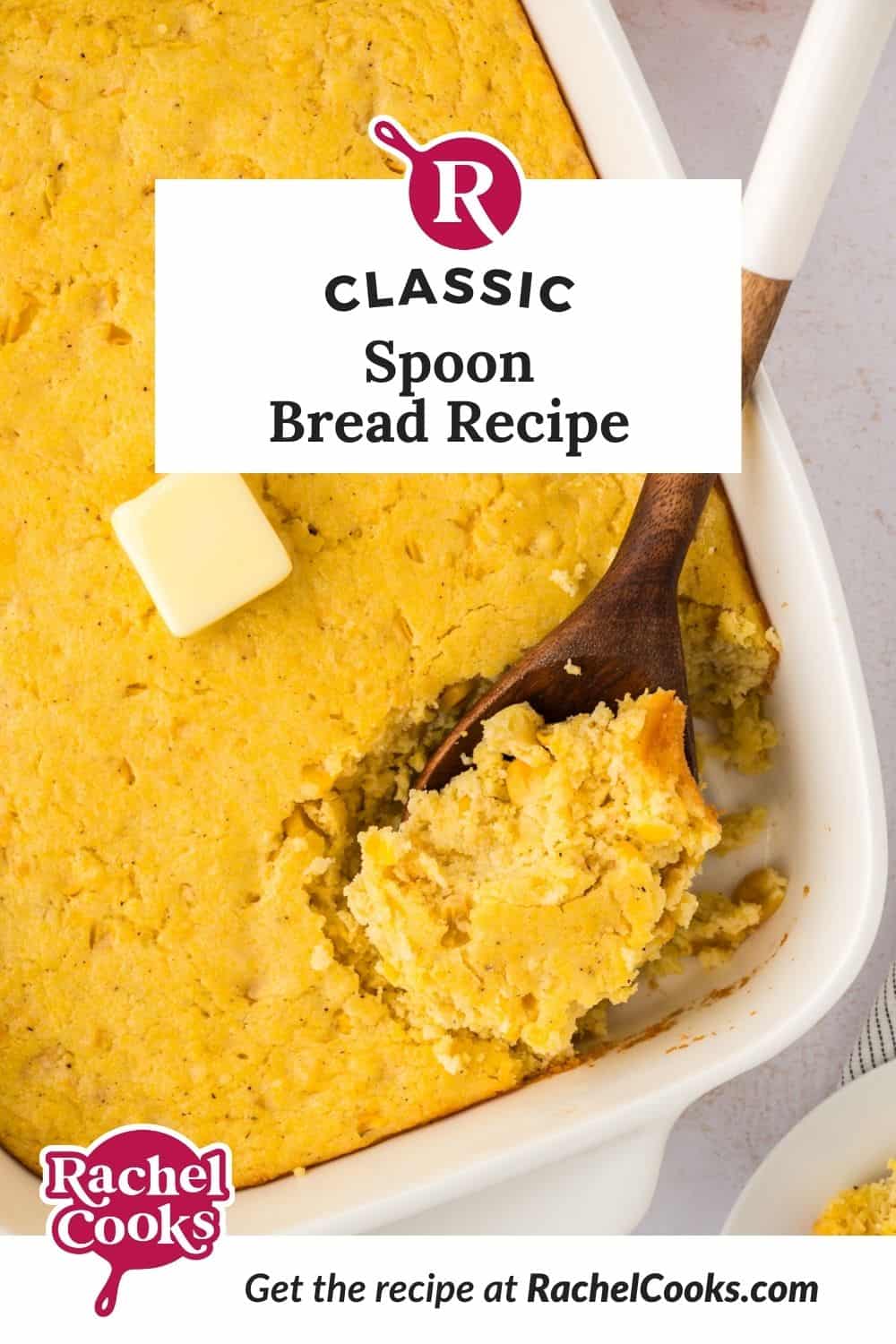 Spoon Bread Pinterest graphic with text and photos.