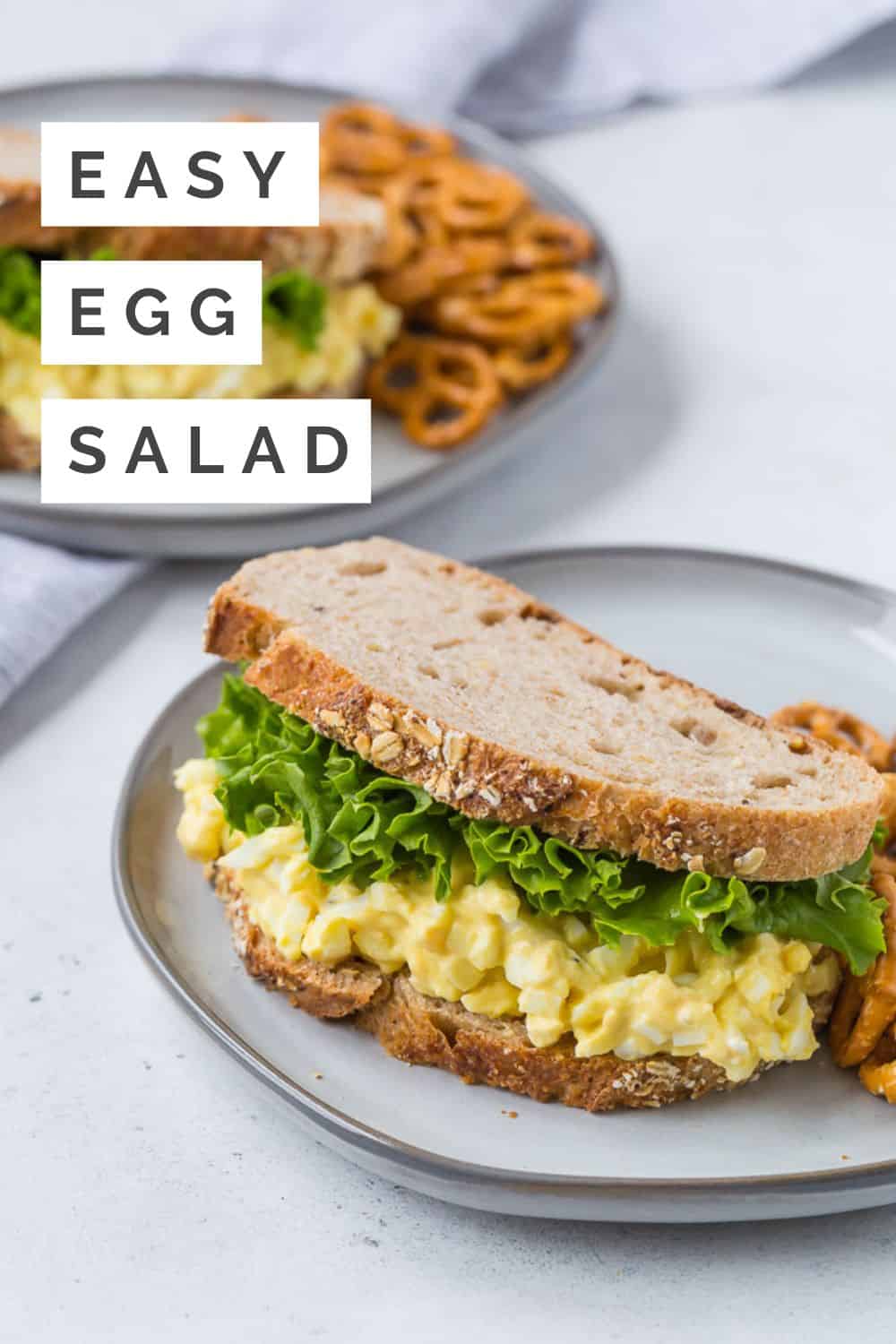 Egg Salad Pinterest graphic with text and photos.