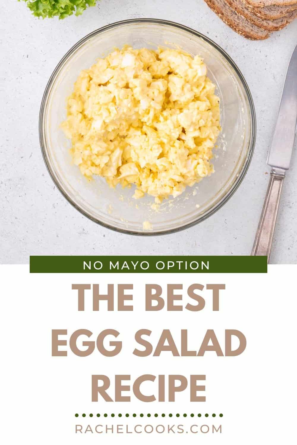 Egg Salad Pinterest graphic with text and photos.