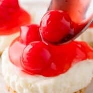 No-Bake Mini Cheesecakes Pinterest graphic with text and photos.