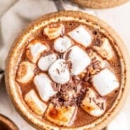 Oat Milk Hot Chocolate Pinterest graphic with text and photos.