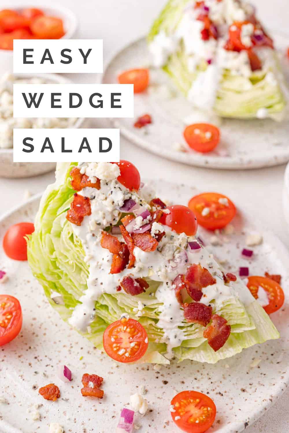 Wedge Salad Pinterest graphic with text and photos.