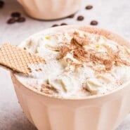 Cinnamon Dolce Latte Pinterest graphic with text and photos.