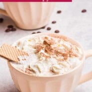 Cinnamon Dolce Latte Pinterest graphic with text and photos.