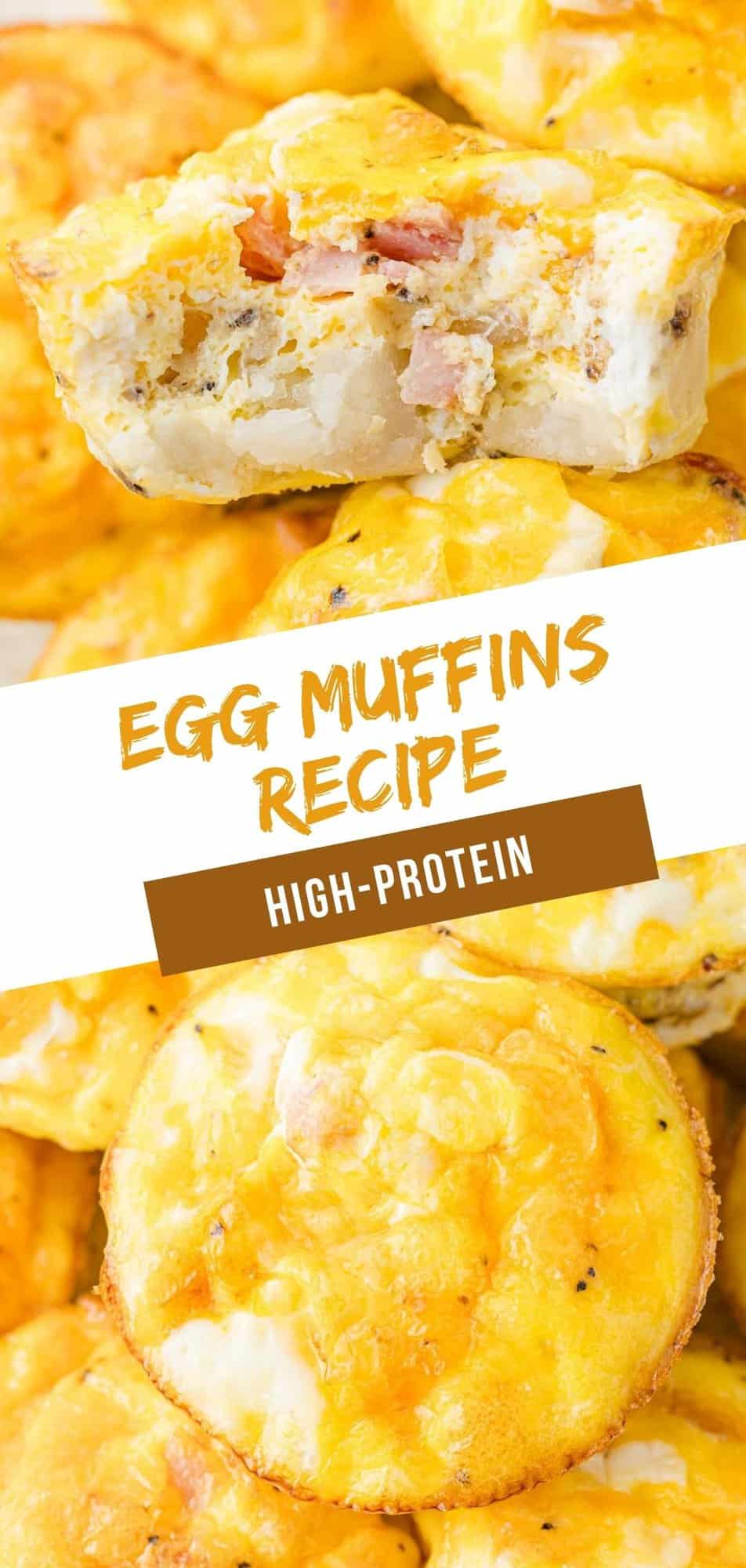 Egg muffins Pinterest graphic with text and photos.