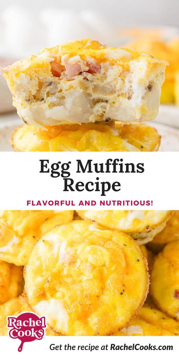 Egg Muffins Pinterest graphic with text and photos.