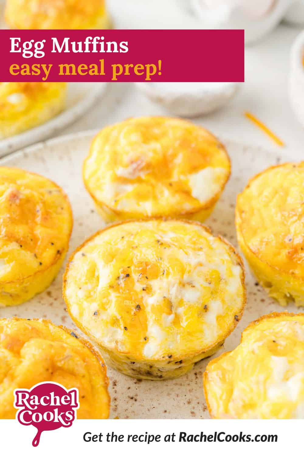 Egg muffins Pinterest graphic with text and photos.