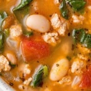 Ground turkey soup Pinterest graphic with text and photos.
