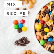 Trail Mix Recipe Pinterest graphic with text and photos.