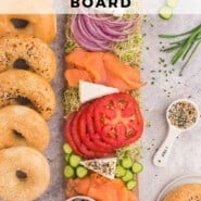 Bagel and Lox Board Pinterest graphic with text and photos.
