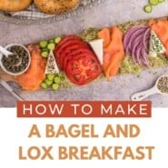 Bagel and Lox Board Pinterest graphic with text and photos.