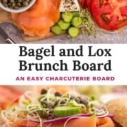 Bagel and Lox Board Pinterest graphic with text and photos.