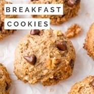 Breakfast Cookies Pinterest graphic with text and photos.
