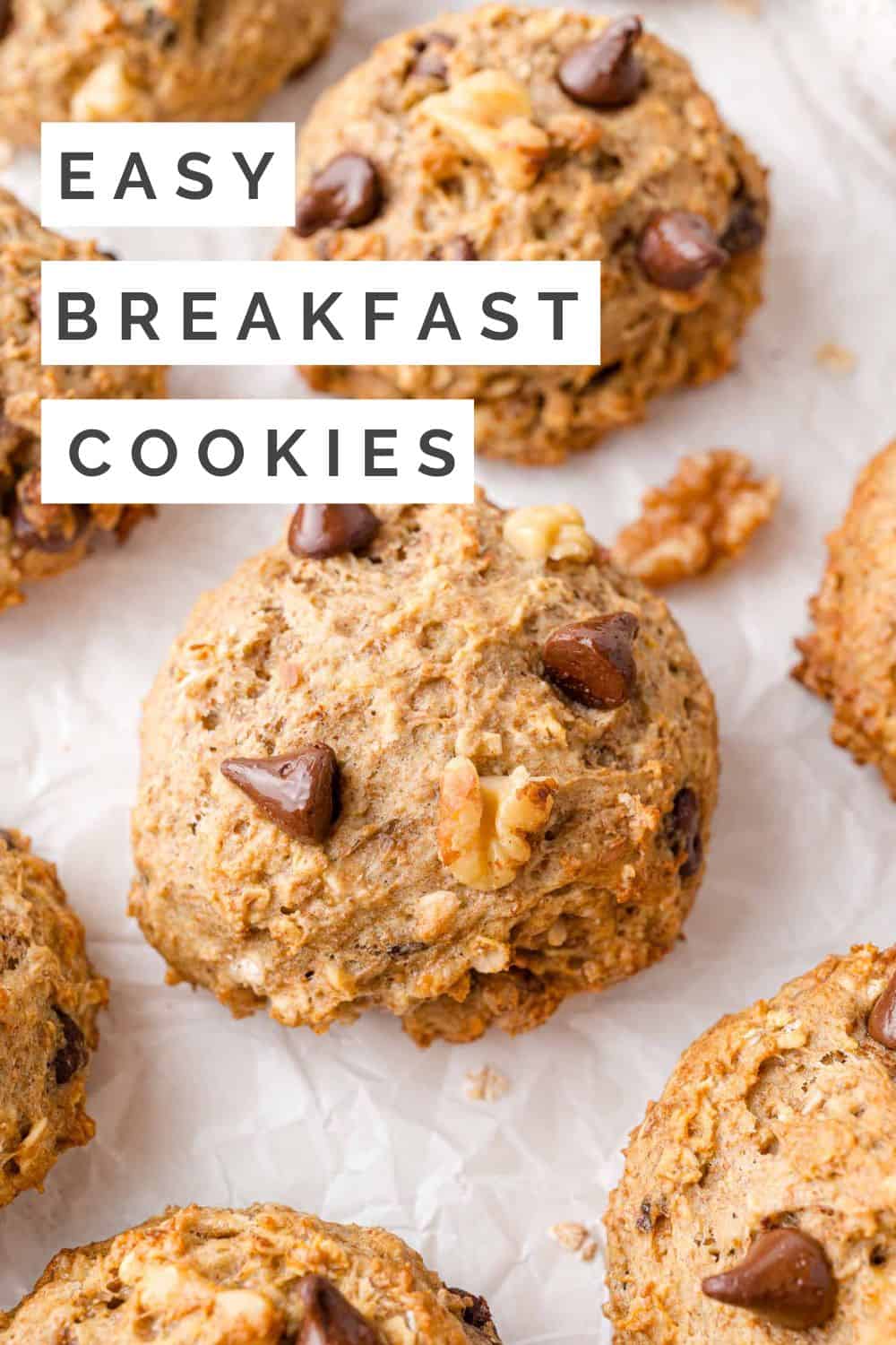 Breakfast Cookies Pinterest graphic with text and photos.