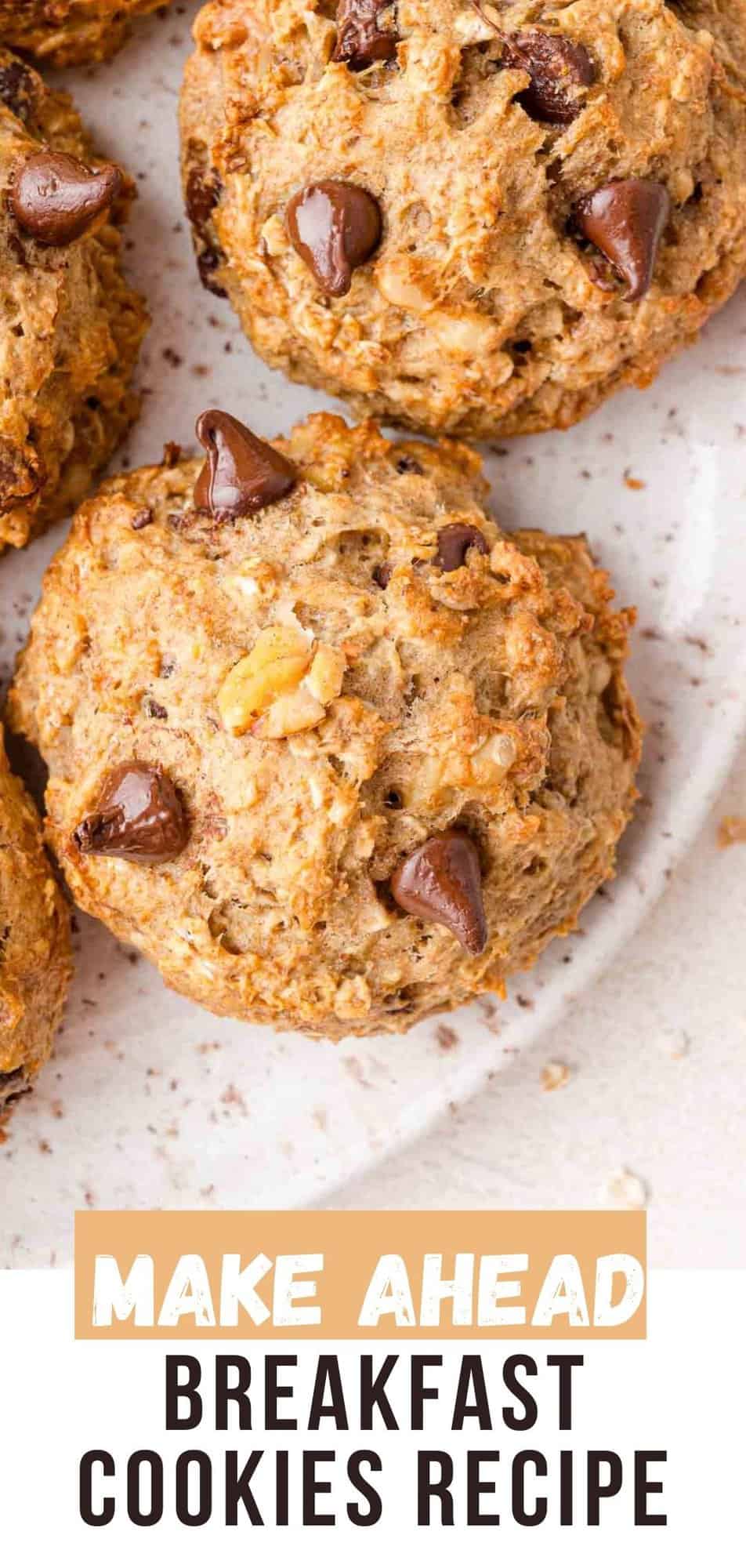 Breakfast Cookies Pinterest graphic with text and photos.
