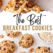 Breakfast Cookies Pinterest graphic with text and photos.