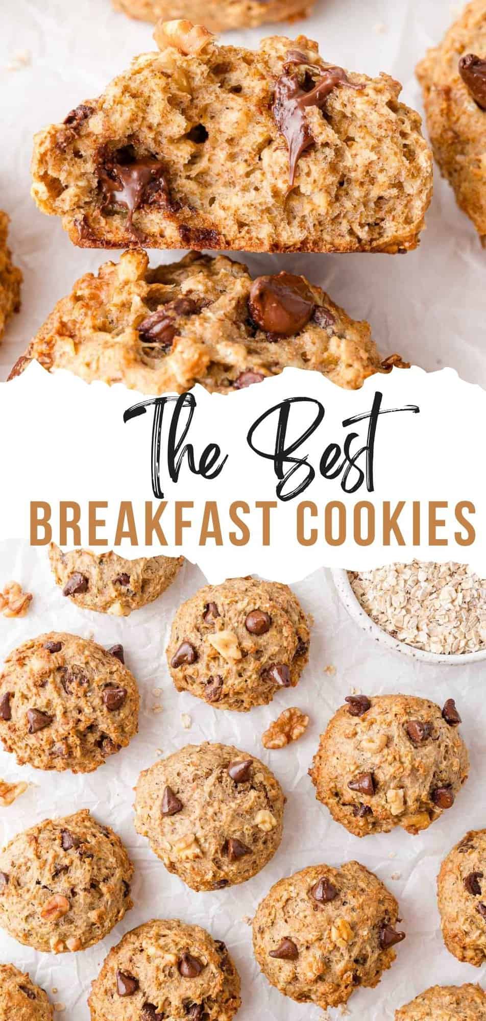 Breakfast Cookies Pinterest graphic with text and photos.