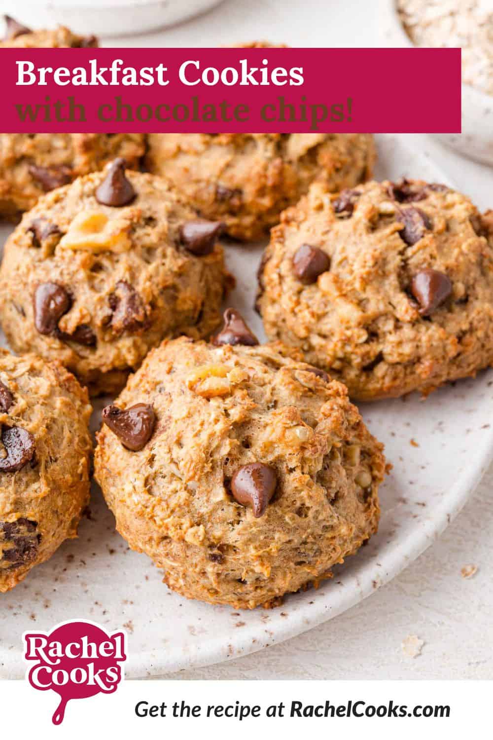 Breakfast Cookies Pinterest graphic with text and photos.