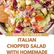 Chopped Salad Pinterest graphic with text and photos.