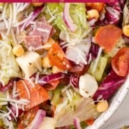 Chopped Salad Pinterest graphic with text and photos.