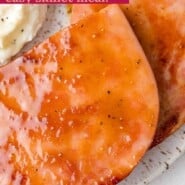 Ham Steak Pinterest graphic with text and photos.