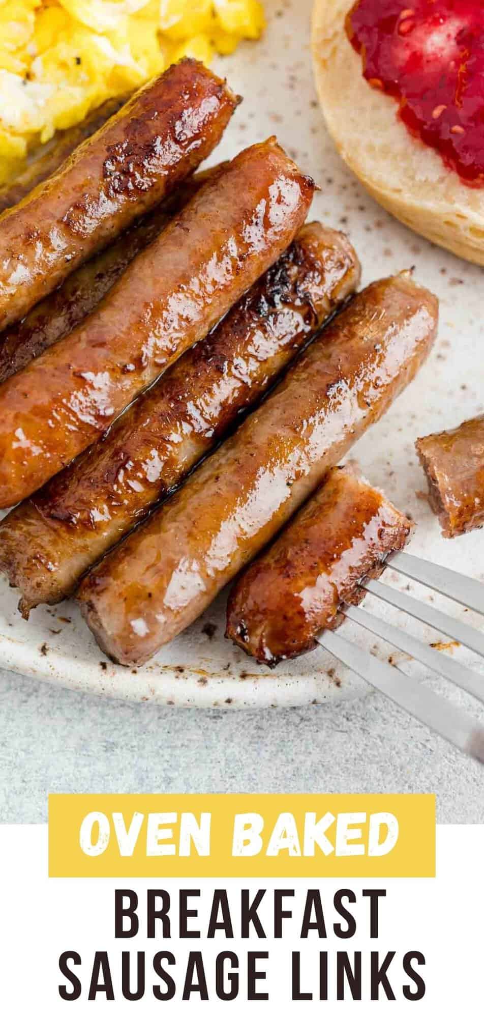 How to Cook Breakfast Sausage Links Pinterest graphic with text and photos.