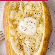 Instant Pot Baked Potatoes Pinterest graphic with text and photos.
