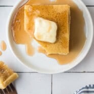 Sheet pan pancakes Pinterest graphic with text and photos.