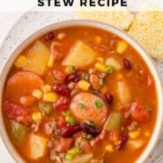 Cowboy stew Pinterest graphic with text and photos.