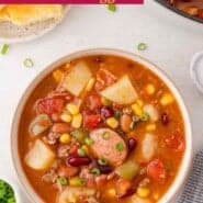 Cowboy stew Pinterest graphic with text and photos.