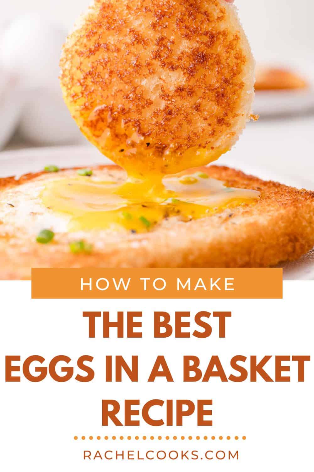 Eggs in a basket Pinterest graphic with text and photos.