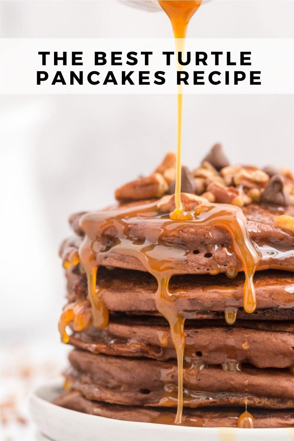 Turtle pancakes Pinterest graphic with text and photos.