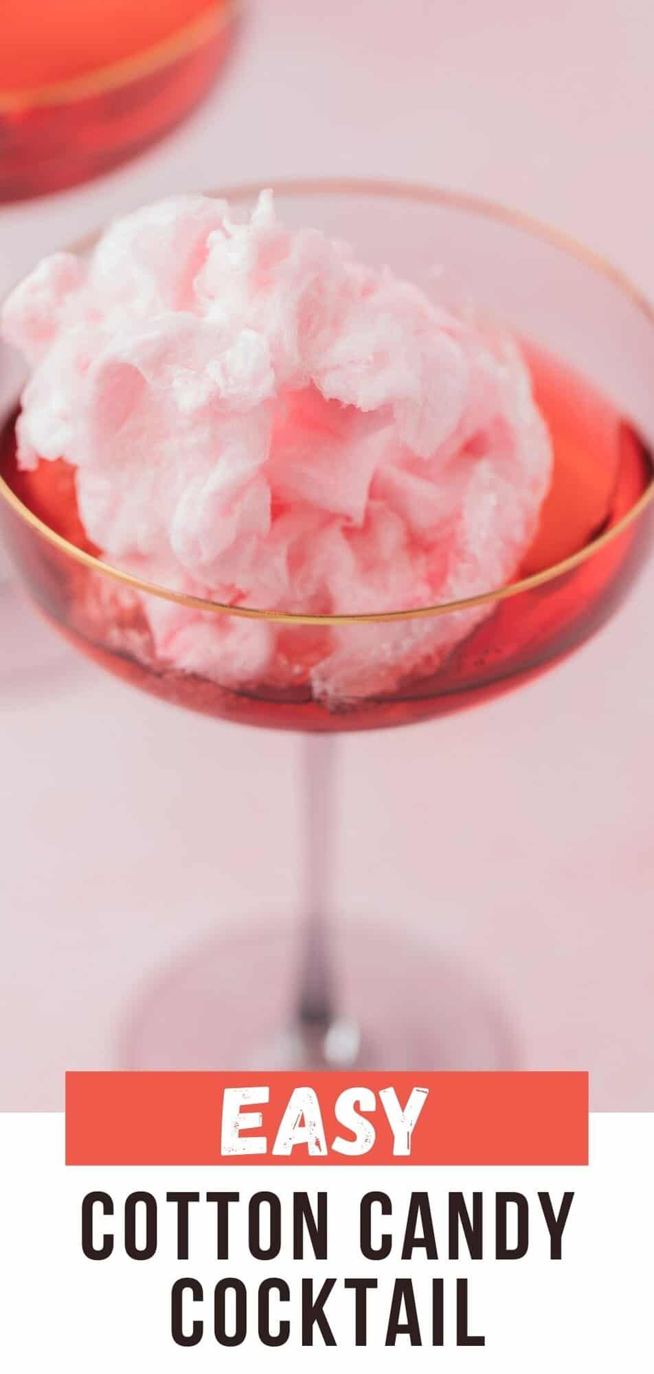 Cotton candy cocktail Pinterest graphic with text and photos.