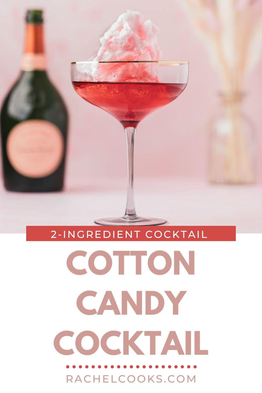 Cotton candy cocktail Pinterest graphic with text and photos.
